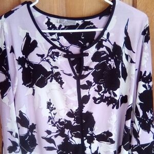 JM Collection Black and Lavender Floral Midi Dress